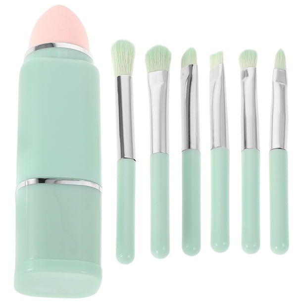1 juego de brochas de maquillaje portátiles para mujeres, brochas de maquillaje para niñas, brochas de maquillaje de viaje para mujeres, brocha de viaje para sombras de ojos.