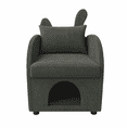 thumbnail image 6 of Modern Sofas Dark Gray Bunny-Ear Pet-Friendly Armchair with Scratch-Resistant Fabric, Triple-Entry Pet Hideaway Openings, Dual-Use Sofa Chair, 27.4 x 25.2 x 37.4 inch,Rustic Sofas, 6 of 11