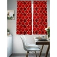 thumbnail image 5 of Red Geometric Semi Sheer Curtains 72 Inch Length 2 Panels Set, Modern Morocco Abstract Art Sheer Kitchen Curtain Privacy Voile Window Curtain for Living Room Bedroom Rod Pocket Drapes, 5 of 7