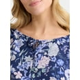 thumbnail image 4 of The Pioneer Woman Floral Print Blouse with Ruffle Sleeves, Sizes S-3XL, Women’s, 4 of 5