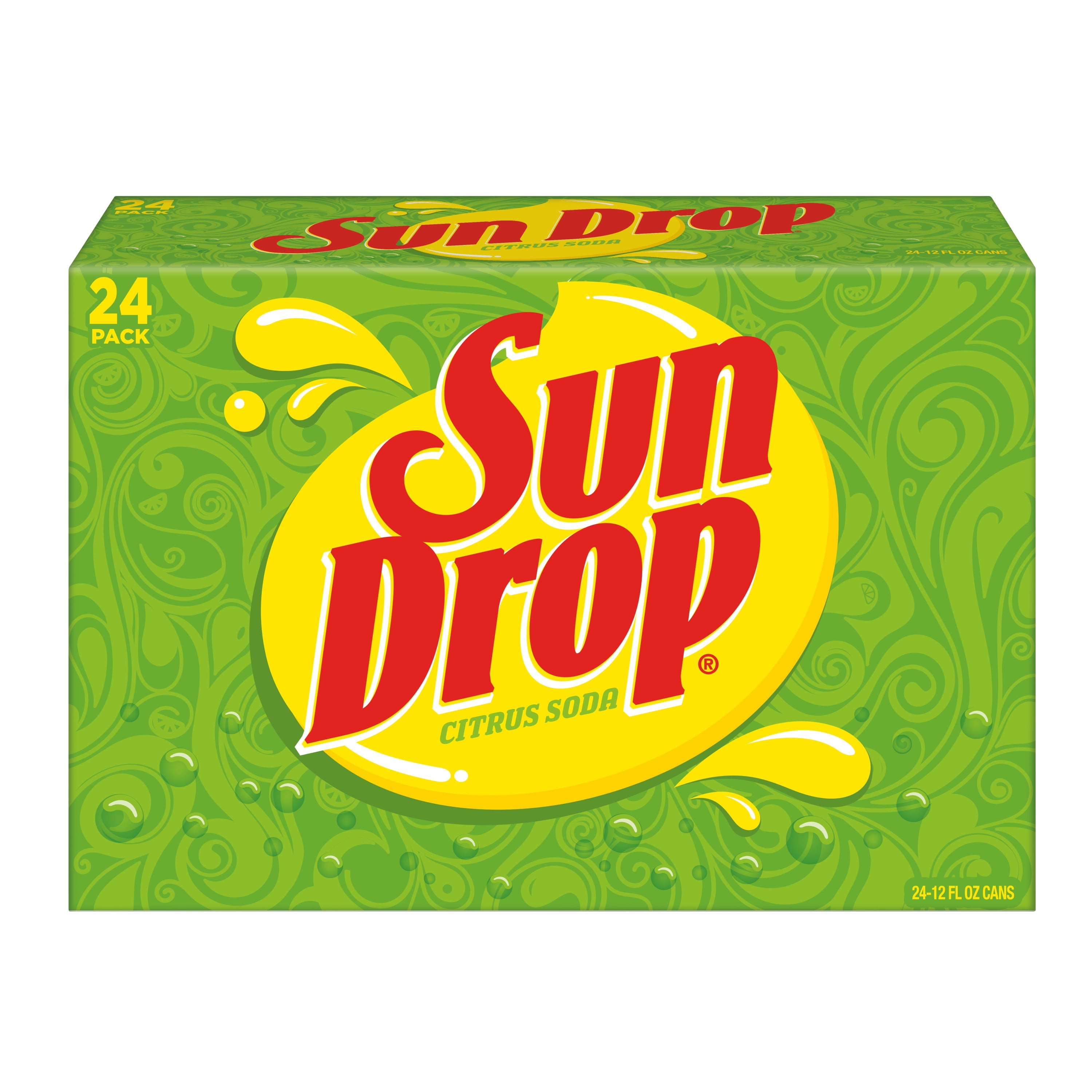 Sun Drop Citrus Soda Pop, 12 fl oz, 24 Pack Cans