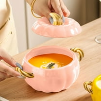 HomeKingdee Ceramic Pumpkin Dutch Oven Stew Pot, Pumpkin Soup Bowl Casserole Baking Dish With Lid, Mini Pottery Container Jar for Candy Cookie, Halloween Thanksgiving Fall Decor & Gift