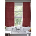 thumbnail image 5 of Vintage Dark Red Semi Sheer Window Curtains 63 Inches Long, Farmhouse Retro Solid Color Linen Texture Rod Pocket Voile Silky Chiffon Curtain Light Filtering Drapes for Living Room, 52"x63", 2 Panels, 5 of 9