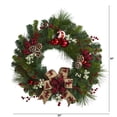 thumbnail image 2 of Nearly Natural 24" Christmas Pine Artificial Wreath w/Ornaments in Green, 2 of 3