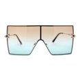 thumbnail image 1 of Oversize Shield Square Rimless Rectangle Flat Top Sunglasses Gold Brown Blue, 1 of 4