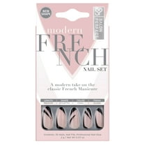 Salon Perfect Modern French Press on Nails, Black Swirl Fake Nail Kit, 30 Pieces