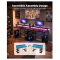 thumbnail image 6 of 47" Gaming Desk with Power Outlets & Monitor Stand, Computer Desk with Storage Shelves, Home Office Study Desk - Black, 6 of 6