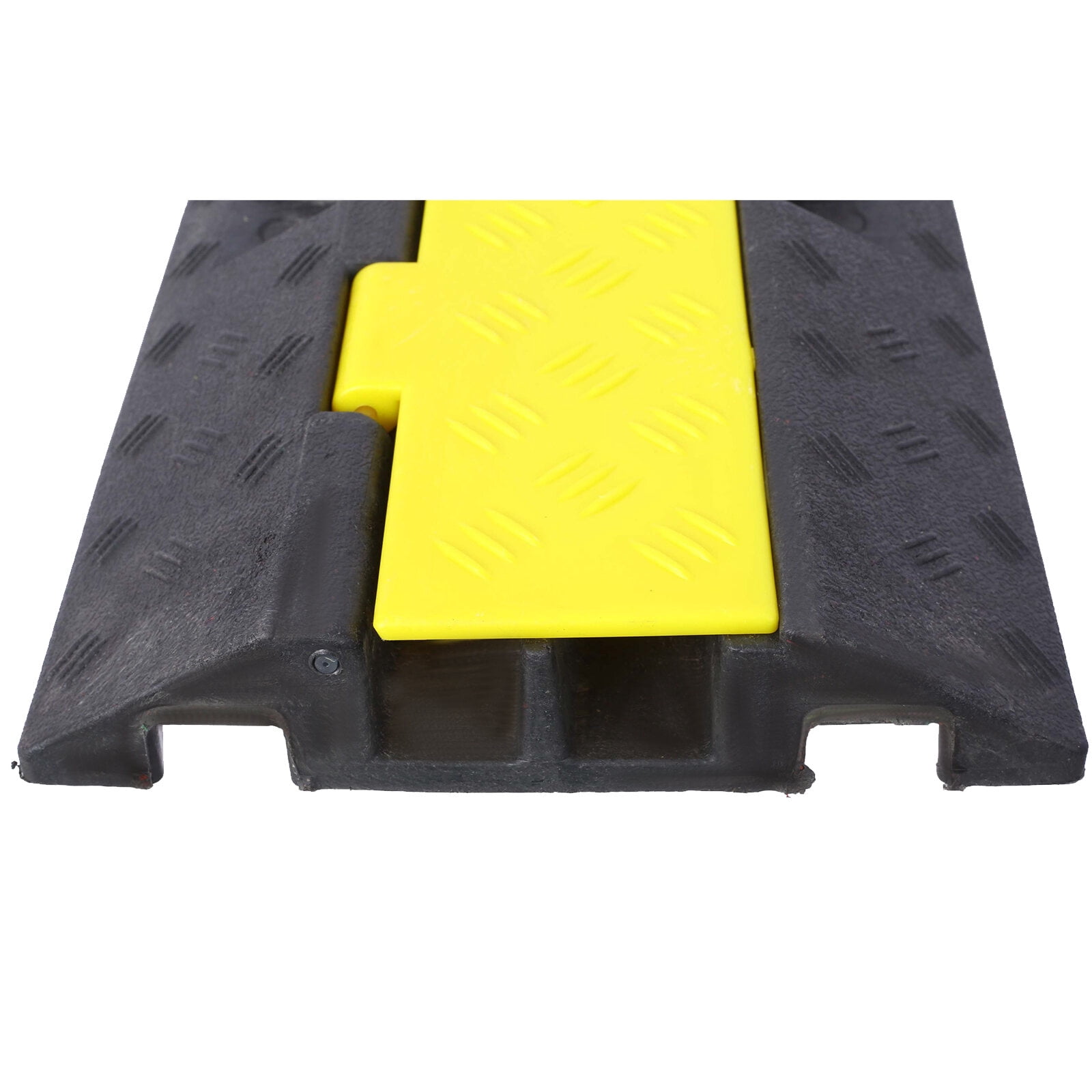 , Cable Protector Ramp, 2 Channels Speed Bump Hump, Rubber Modular Speed Bump Rated 5500LBS Load Capacity, Protective Wire Cord Ramp Driveway Rubber Traffic Speed Bumps Cable Protector,4 Packs,