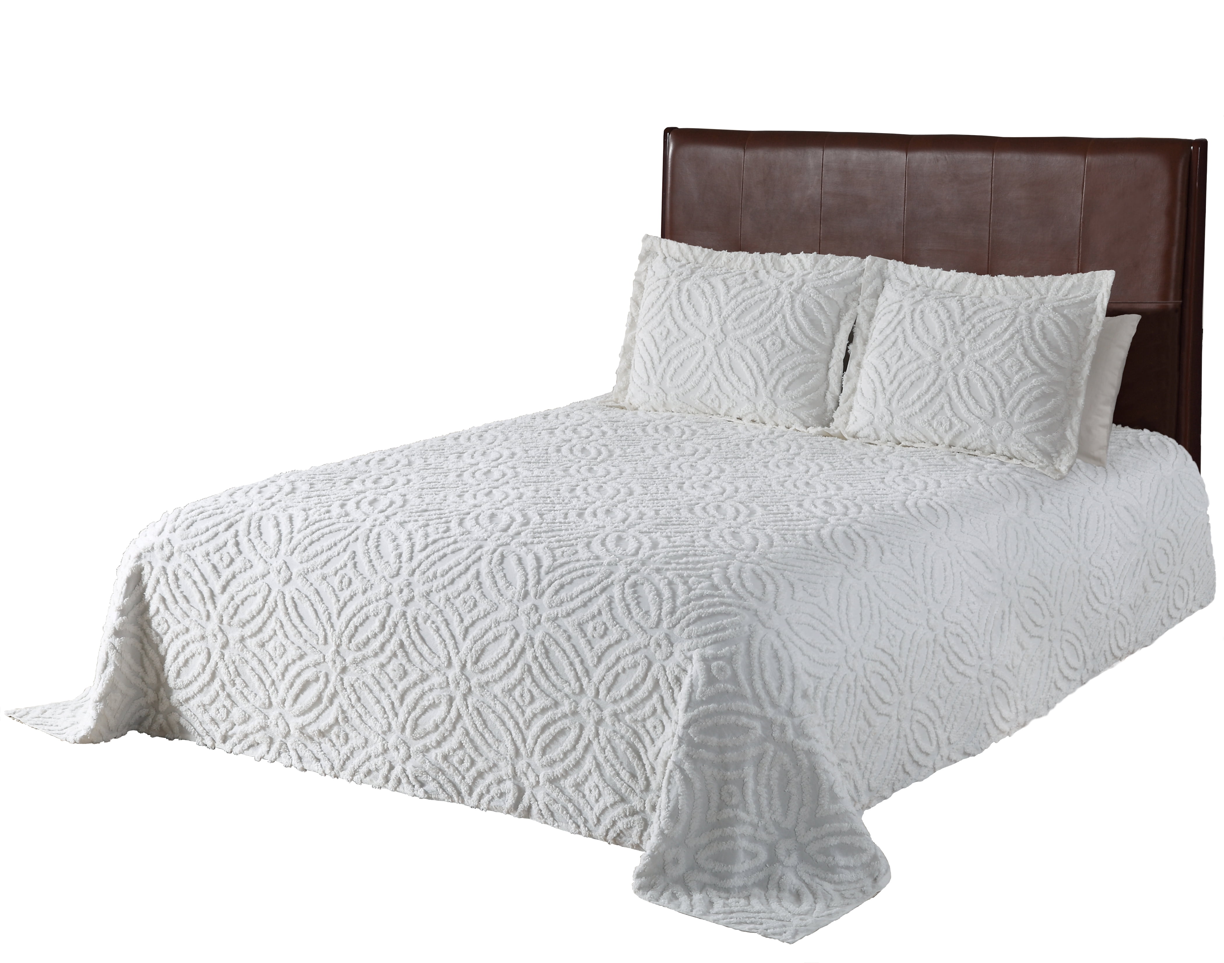 Beatrice Home Fashions Alicia Wedding Chenille Bedspread, Queen, White
