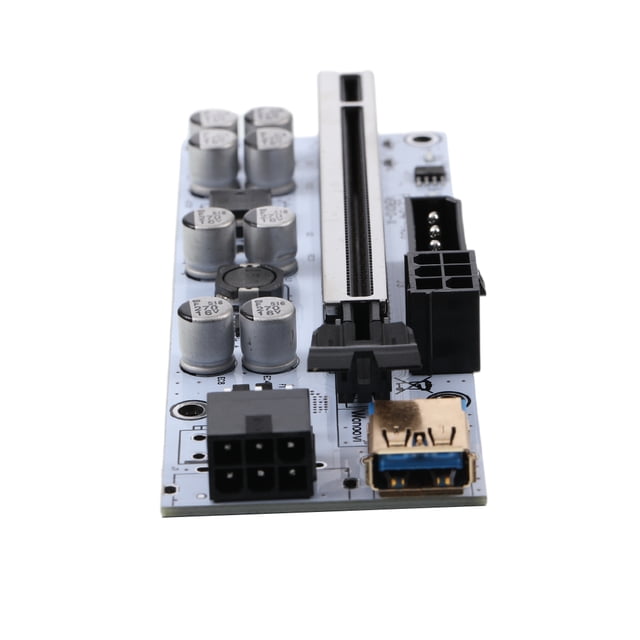Monstrate Adaptador PCI-E 1x a 16x con indicadores LED Placa de expansión USB 3.0 Convertidor PCI-Express de alta velocidad Extender Miner Equipment Black Type2 NO2