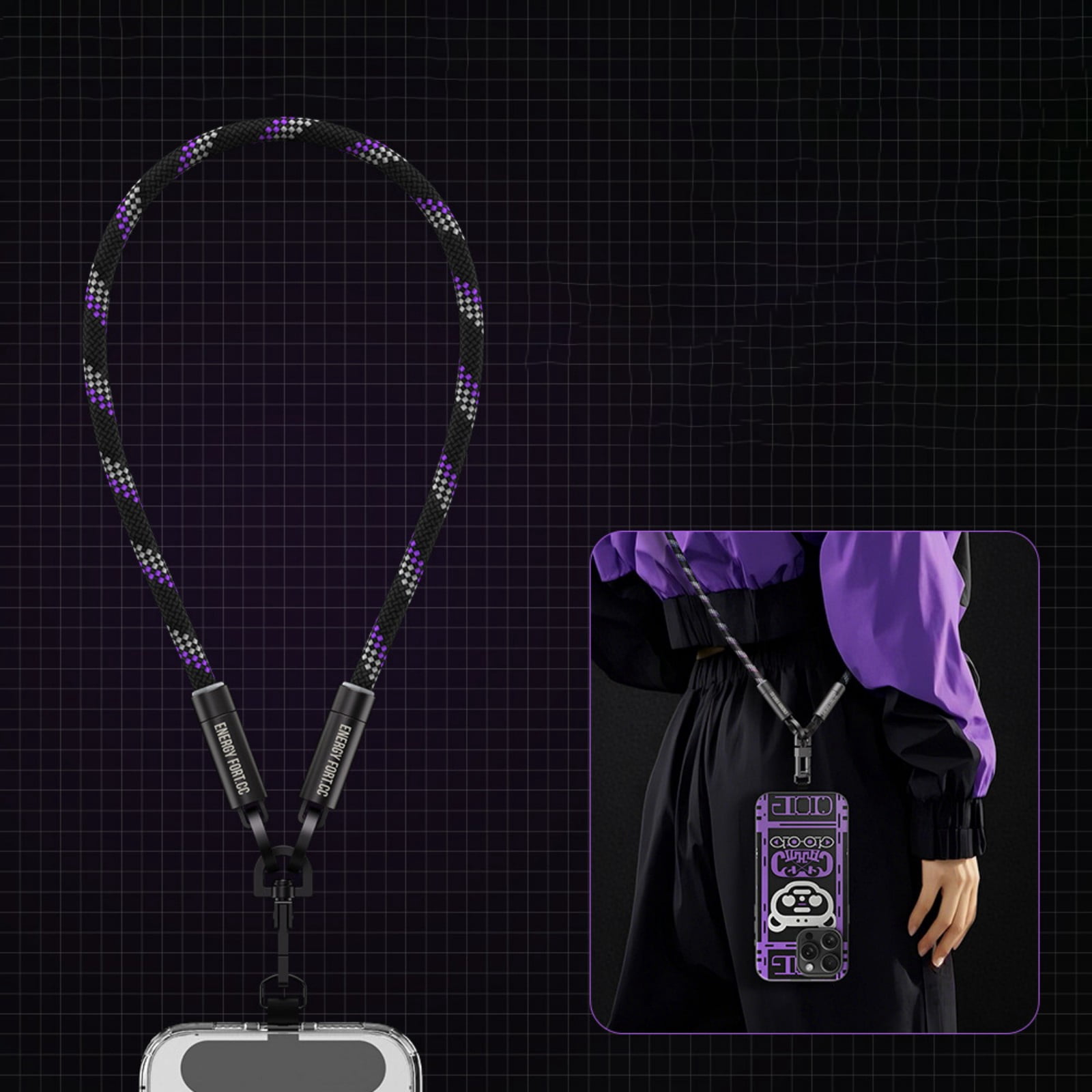 240W USB C Lanyard Cable Fast Charging Data Sync for S24 S23 Smartphone Wearable Crossbody Nylon Neck Straps Replacement