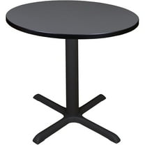 Round Breakroom Table - 30" Adjustable Conference Table - Portable Office Meeting Table - Grey