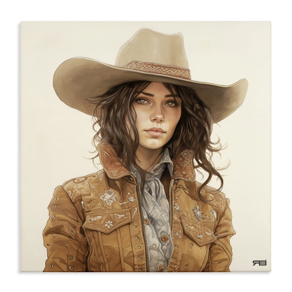 Stupell Industries Bohemian Boho Cowgirl on Beige Canvas Art, 17 x 17, by RB