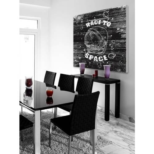 Race to Space Painting Print on White Wood