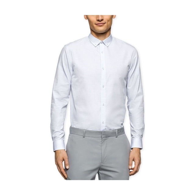 Calvin Klein Chemise Boutonnée Cool Tech Dobby pour Hommes, Blanc, TTG
