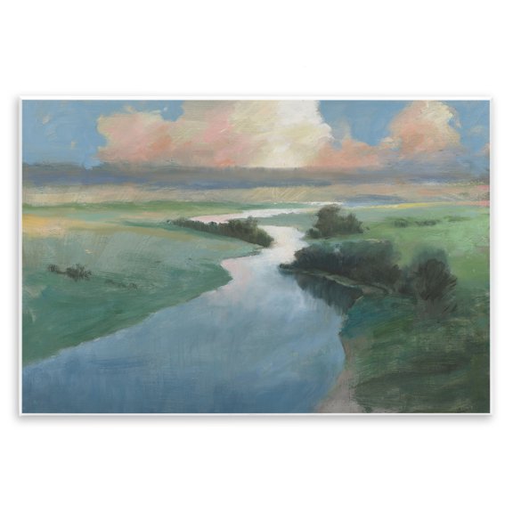 Stupell Industries Stream Landscape in January Landscape & Nature Painting Unframed Art Print Wall Art, 15 x 10
