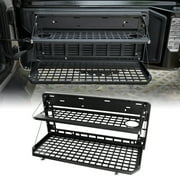 2-Tier Tailgate Table Rear Foldable Storage Cargo Rack Outdoor Camping Desk for 2007-2022 Jeep Wrangler JK&JL 4 Door (Not Fit JK Models with Stock Subwoofer)