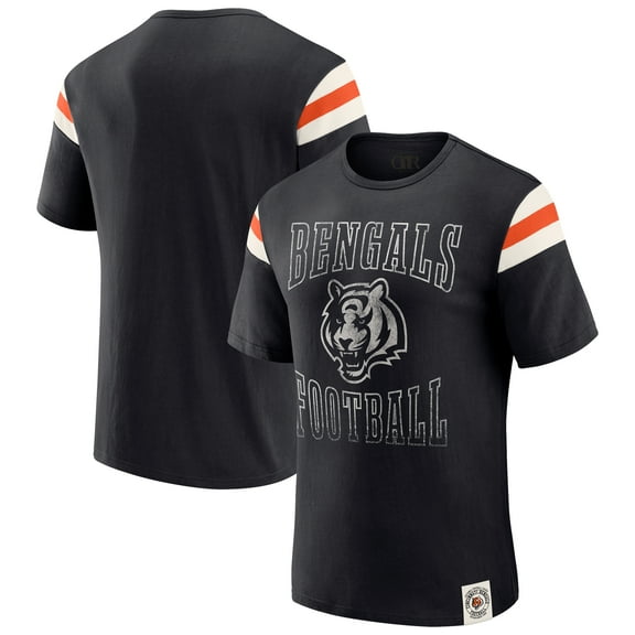 Men's Darius Rucker Collection by Fanatics  Black Cincinnati Bengals Football Stripe Sleeve T-Shirt