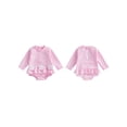 thumbnail image 2 of BemeyourBBs Toddler Baby Girl Swimsuit Newborn Infant Bathing Suit One-Piece Swimsuits Flower Striped Rash Guard Long Sleeve Zipper Swimwear Summer Beach Wear, 2 of 9