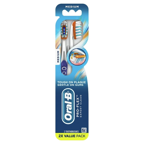 OralB ProFlex Expert Clean Manual Toothbrush, Medium, 2 Ct