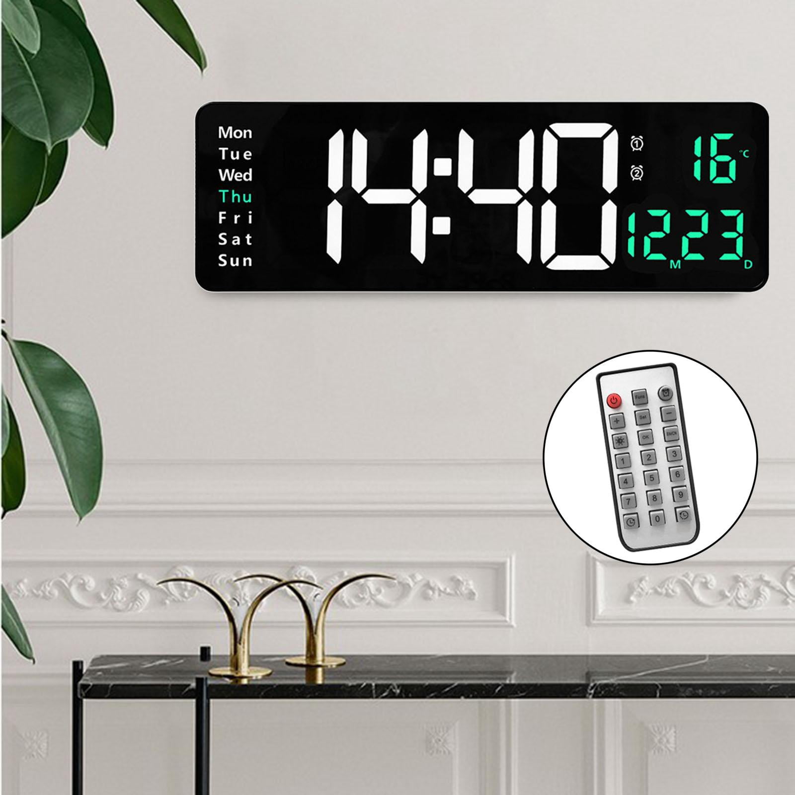 Oversized 15" Digital USB Two-Color Display with Remote Control Large Number W/ Calendar Classroom Bedroom Decoration , Green