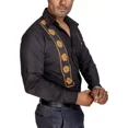 thumbnail image 3 of Camisa Hombre Casual Negra Franja Flores Cempasuchil Moon Ra, 3 of 6