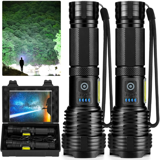 Linterna LED BERCOL de alto lumen, recargable, IPX7, paquete de 2