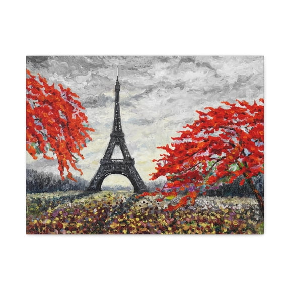 Eiffel Tower Red Tree Paris France Canvas Artwork Breathtaking French City for Home Decor Ready to Hang