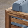 thumbnail image 5 of GDF Studio Emma Outdoor 6 Seater Acacia Wood Sectional Sofa Set, Teak and Blue, 5 of 9