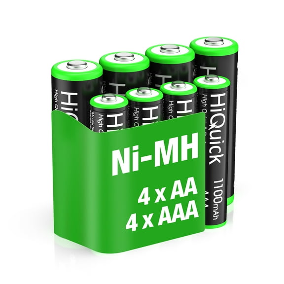 Hiquick AAA AA Rechargeable Batteries Combo - 2800mAh AA Rechargeable Batteries and 1100mAh AAA Rechargeable Batteries, 4 Pack