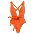 thumbnail image 5 of LUOGENLI Plus Size Swimsuit for Women 1-piece Tummy Control Women One Shoulder Swimsuit Bikini Swimsuit Irregular Solid Color Monokinis Swimsuit Orange Size XXL, 5 of 5