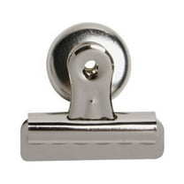 Business Source Magnetic Grip Clips No. 2 - 2.3" Width - for Paper - Magnetic Backing, Heavy Duty - 1Each - Silver - Nickel Plated Steel
