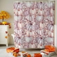thumbnail image 3 of Shower Curtain 36"W x 78"L Fall Thanksgiving Watercolor Light Pink Pumpkins Eucalyptus Leaves Fabric Shower Curtains Set with Hooks Bathroom Curtains Machine Washable Bathroom Accessories, 3 of 6
