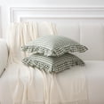 thumbnail image 4 of 2 Pack Sage Green Plaid Ruffle Gingham Throw Pillow Covers, 100% Washed Cotton Checkered Farmhouse Decorative Pillow Shams for Bed/Sofa - 18''x18'', 4 of 7