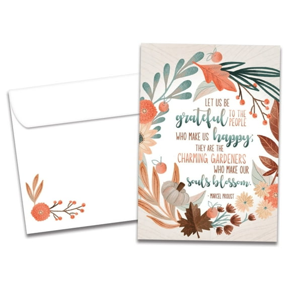 Tree-Free Greetings Thanksgiving Greeting Card, 5x7, Grateful and Happy (GO63068)