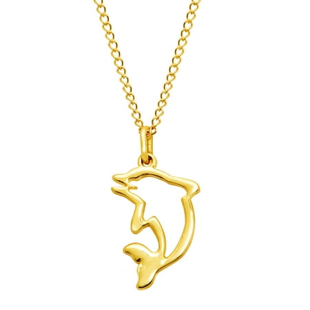 Simply Gold Petite Dolphin Silhouette Pendant Necklace in 10kt Gold