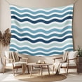 thumbnail image 2 of Teal Blue Stripes Ombre Tapestry for Bedroom Wall Hanging Tapestry, Gradient White Geometric Ocean Wave Ceiling Backdrop Tapestries Poster Blanket Wall Decor for Teens Room Living Room Dorm 55" x 73", 2 of 8