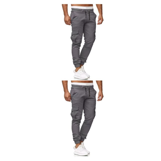 Minnieouse Pantalones de hombre Casual Color sólido reemplazo elegante multibolsillo cordón cintura media viaje en casa pantalón largo ropa Type12 NO12