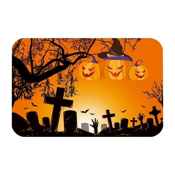 Puntoco Halloween Floor Mat with Terrifying theme, Skull and Print Decoration, Entrance Door Floor Mat, Entrance Door Carpet