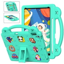 Case for iPad 6th /iPad 5th Generation/iPad 9.7 Inch (2018/2017)/iPad Air 2 & Air 9.7 Inch (2014/2013),Cute Kids Kawaii Cover 3D Cartoon Handle & Stand Soft Silicone Shockproof Case,Mintgreen