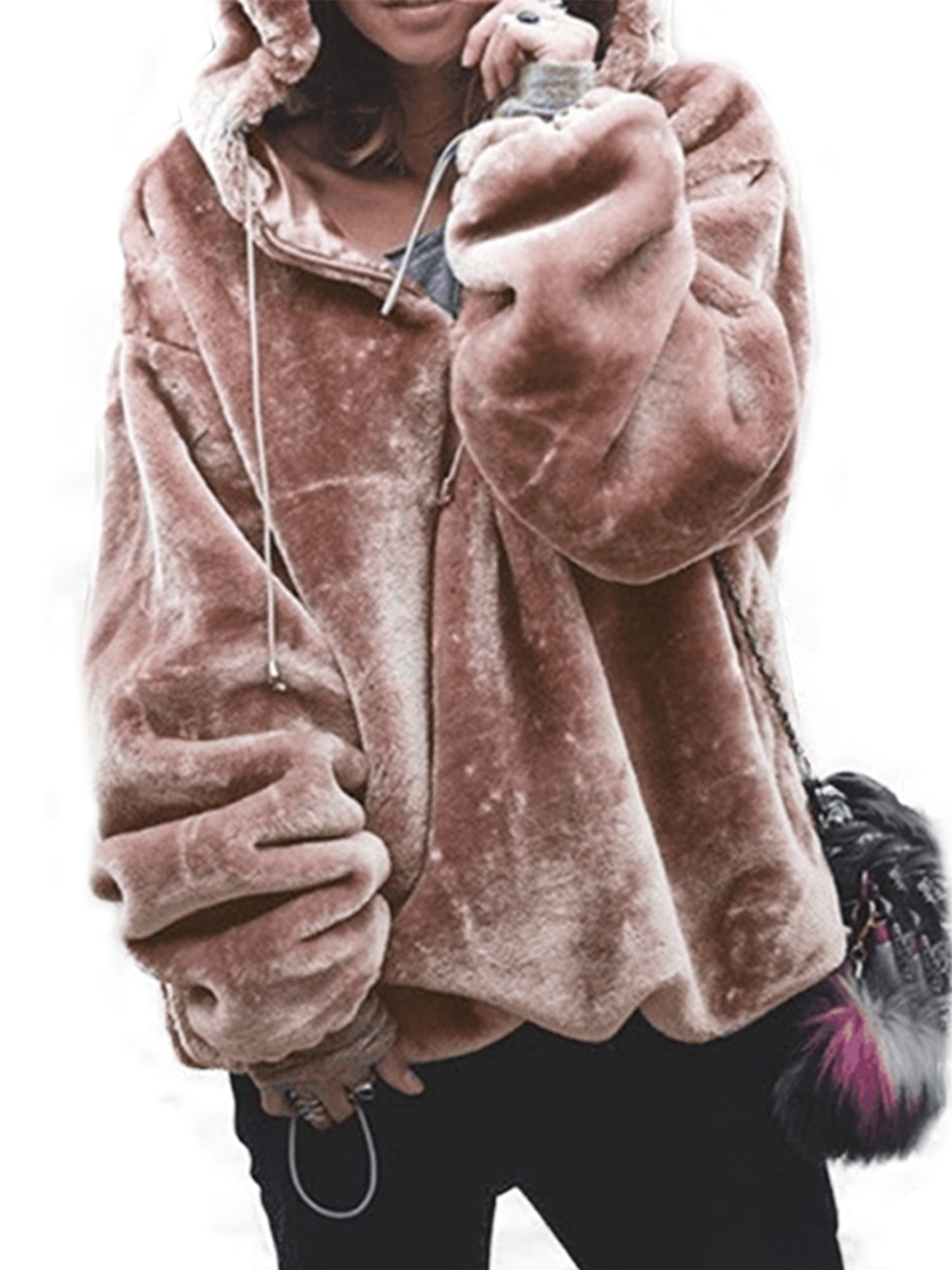 plain long sleeve velvet loose hoodie