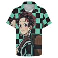 thumbnail image 5 of Demon Slayer Casual Short Sleeve Shirt Lapel Collar Shirt Summer Beach Shirt 6XL, 5 of 8