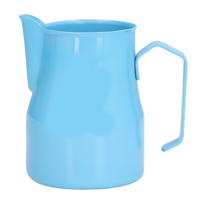 Taza de espuma de leche Salida de olécranon Diseño de boca Diseño de calavera Jarra de espuma de leche de acero inoxidable 550 ml Azul