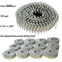 2-1/4" x .092" Round Head Ring Shank Galvanized Siding Nails (12 Rolls)