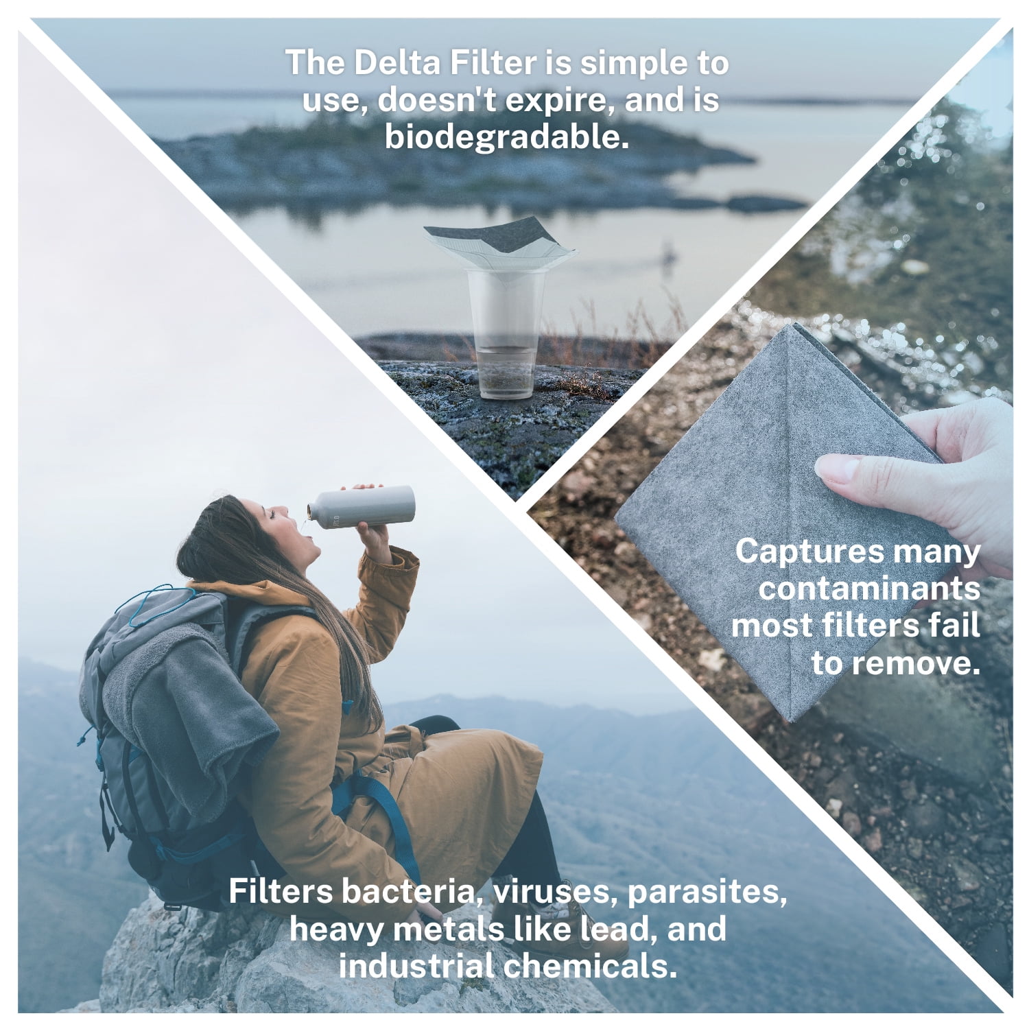 Delta Emergency Water Filter 2 Pack - Lightweight Reusable Purifier for Camping, Hiking, and Survival Preparedness