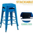 thumbnail image 6 of SOPTY  24 Inch Metal Bar Stools, Backless Counter Height Barstools, Indoor Outdoor Stackable Stools with Square Seat, Set of 2 (Blue), 6 of 17
