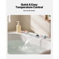 thumbnail image 6 of VEVOR Roman Tub Faucet, 3 Hole Waterfall Bathtub Faucet, Bath Tubs Faucets Set with 2 Handles, Deck Mount Bath Tub Faucets Set for Adult Bathing, Silver, Waterfall Spout Design, Temperature Control, 6 of 9