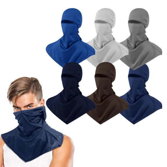 WuPing 6 Pcs Balaclava Face Cover, Men's UV Protection Neck Covers, Long Style