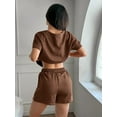 thumbnail image 6 of Womens Loungewear Set Short Sleeve Tops and Shorts 2 Piece Outfits Matching Lounge Pajama Set with Pockets, 6 of 8