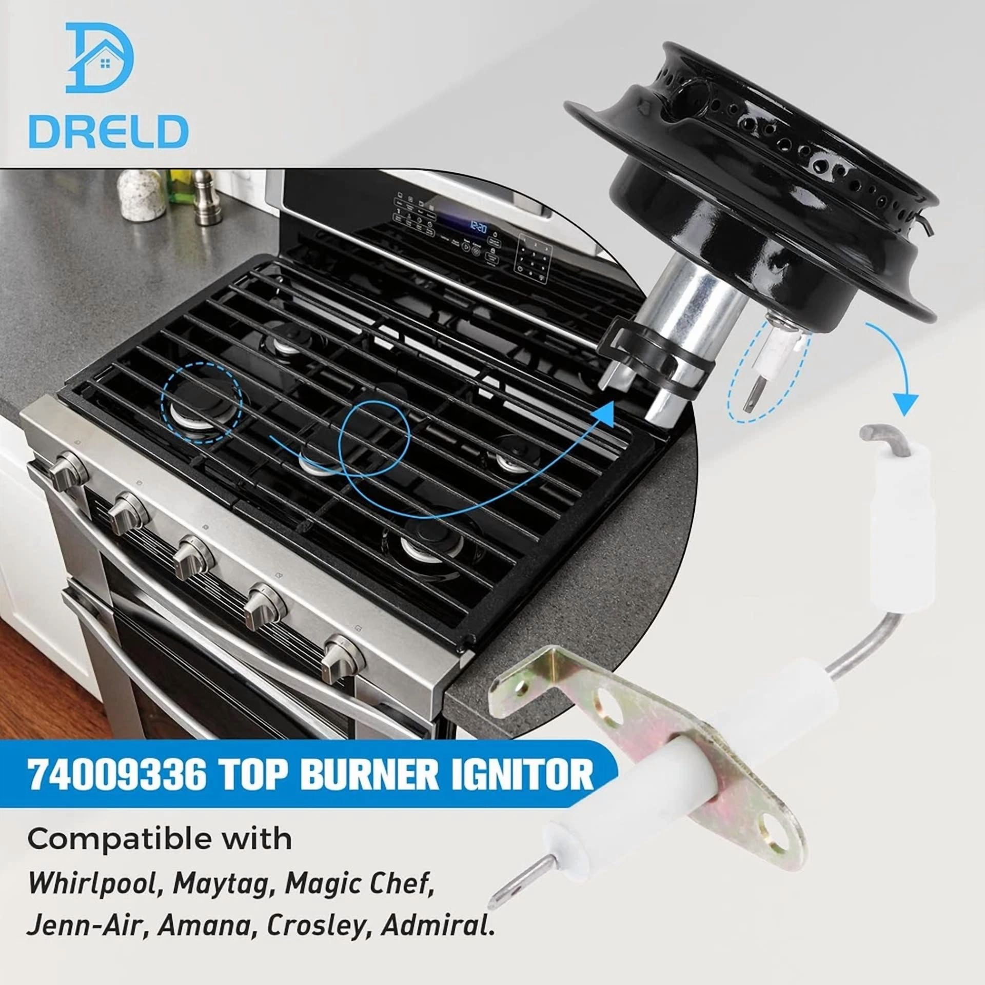 CIRCLE- 74004053 Top Burner Igniter Range, Replacement For Whirlpool, Maytag Ranges Oven